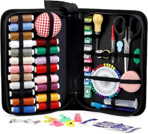 Heavy Duty Sewing Kit, Upholstery Repair Sewing Kit with Sewing Awl, 120PCS | Sewing Kit, Large-Eye Needles, Sewing Awl, Seam Ripper, 20 Colors Sewing Thread, Upholstery Repair, Leather Repair, DIY - color: 20 Color (Pack of 120)