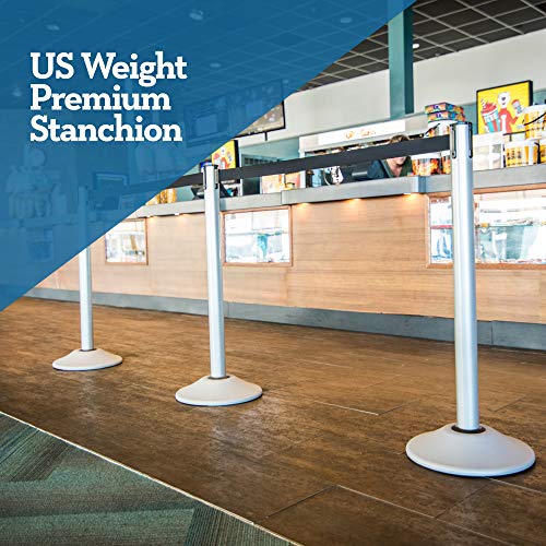 US Weight - U2103EXT Heavy Duty Premium Steel Stanchion with Extended 13-Foot Retractable Belt – Silver, Two Pack