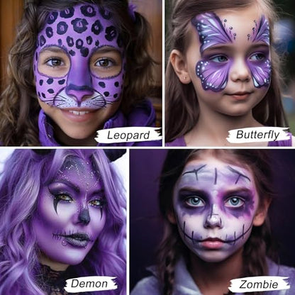 UCANBE Purple Face Body Paint Makeup Foundation, Professional Blendable Cream Greasepaint, Non-Toxic Face Paint Kit for Halloween Parties, Mermaid SFX Makeup, Ursula Widowmaker Dabi Costume & Cosplay - color: Purple