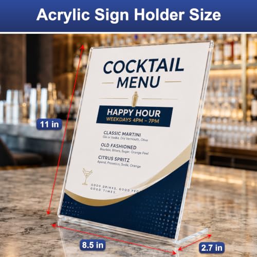 18 Pack Acrylic Sign Holder 8.5 x 11, Plastic Clear Display Stand for Tabletop, L-Shaped Vertical Acrylic Paper Holder for Menu, Flyers, Office, Restaurants, Documents, Store, Desktop - size: Vertical 18 Pack 8.5x11