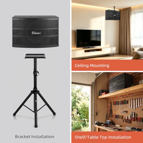 Elimavi 12" 3-Way Karaoke Speakers Pair, 1600W Peak, Built-in Crossover - size: 12 Inch