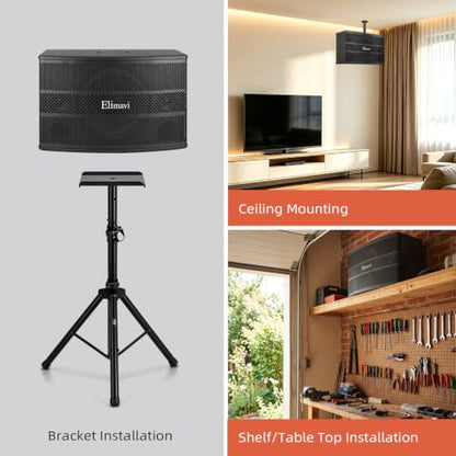 Elimavi 12" 3-Way Karaoke Speakers Pair, 1600W Peak, Built-in Crossover - size: 12 Inch