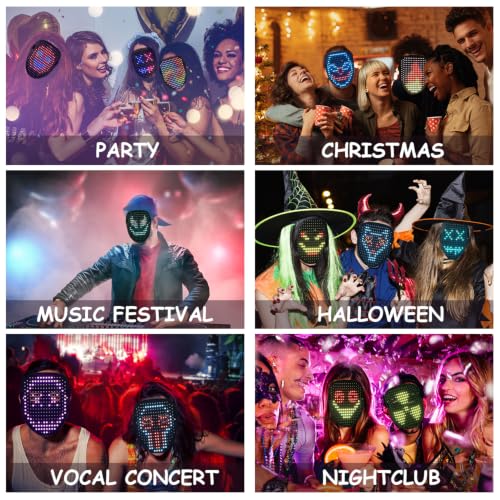 Depointer Life LED Mask Gesture Sensing Light up Mask Cool Gifts for Kids | Halloween Costumes,Christmas,Boy Gifts,Coolest Gifts,Trunk or Treat,USB-C Rechargeable,Suitable for Adults And Children - style: Rechargeable Mask