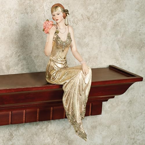 Touch of Class Poised with Style Shelf Sitter - Resin - Glitter - Gold, Blush - Daydreaming Woman - Sitting Lady for Bedroom, Living Room, Desk, Book Shelf, Mantel, Den, Office - color: Gold