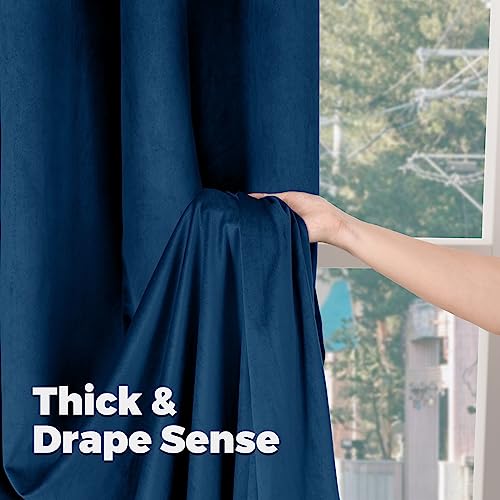 BGment Blackout Velvet Curtains 72 Inches Long for Bedroom, Dark Blue | Noise Reducing, Thermal Insulated, Room Darkening, Super Soft Window Curtains, Back Tab Rod Pocket, 2 Panels, 52 x 72 Inch - color: Blue, size: 52"W x 72"L (Pack of 2)