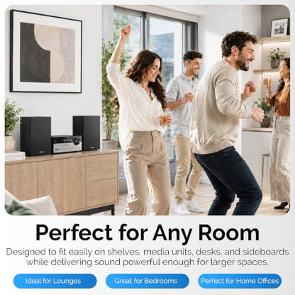 Philips Bluetooth Stereo System for Home with CD Player, Bluetooth 5.4 & Auracast, Upgraded 80W Stereo Sound, MP3, USB, Audio in, FM Radio, Bass Reflex Speaker, Remote Control Included - size: 80W Stereo System