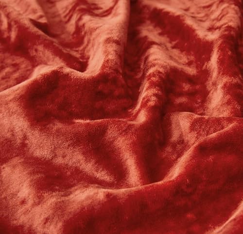 Chezmoi Collection Lux Brick Red Crushed Velvet Curtains 2 Panel Set - 84 inches Long Room Darkening Luxury Distressed Velvet Rod Pocket Window Drapes for Living Room Bedroom 50" W x 84" L - color: Brick Red