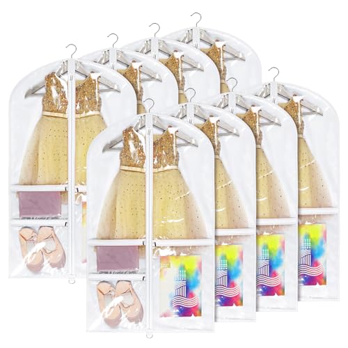 Univivi 40 Inch Dance Costume Garment Bags for Dancers, White, 8 Pack - color: White, size: 8 Pack