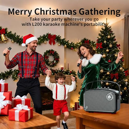 120W Peak Powerful Voice Amplifier with 2 UHF Microphones, Bluetooth Speakers with Bass/Trable/Echo Adjustment, Small PA Speaker System, Karaoke Machine for Adults, Teachers, Public Speaking, Events - color: Black