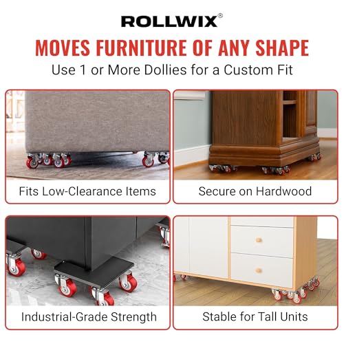 Heavy Duty Furniture Movers, 4000 lb Furniture Dolly Kit | Steel moving dolly kit with 6.9 in platforms and 360 degree rubber wheels for furniture and pool tables.