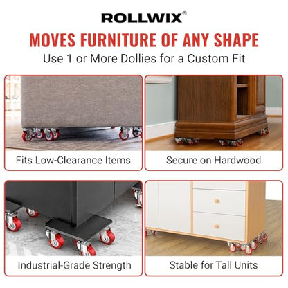 Heavy Duty Furniture Movers, 4000 lb Furniture Dolly Kit | Steel moving dolly kit with 6.9 in platforms and 360 degree rubber wheels for furniture and pool tables.