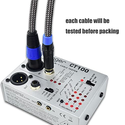 Balanced 1/4" TRS to XLR Male Patch Cable, 6.6Feet Quarter Inch 6.35mm to 3pin XLR Male Microphone Cable, Heavy Duty Nylon Braided, Gold Plated Plug, for Mixer, Speaker, Studio Monitor -2Pack - size: 6.6Feet, 2Pack
