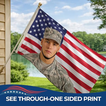Custom Flag with Face on It by DreamController; Personalized American Flag with Photo Logo; Pink Flag Custom; 5 Sizes; HD Print; 2 Grommets; No Pole Hardware; Made in USA Fast Delivery - color: Flag with Photo