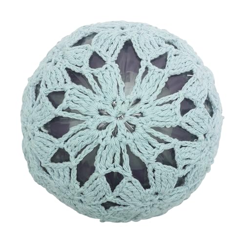 ZLYC Women Cotton Crochet Slouchy Beanie Hat Handmade Knit Summer Skull Cap | Lightweight breathable,boho casual chic look,travel photos festival party,café commute daily wear,beach concert gathering - color: Crochet Blue