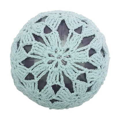 ZLYC Women Cotton Crochet Slouchy Beanie Hat Handmade Knit Summer Skull Cap | Lightweight breathable,boho casual chic look,travel photos festival party,café commute daily wear,beach concert gathering - color: Crochet Blue