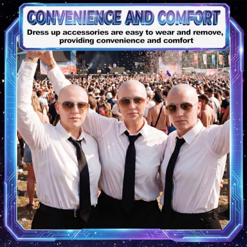 Mepase 6 Pcs Halloween Bald Cap with Glasses Bald Head Wig Cap Party Costume Accessories for Adults Women Men Cosplay - color: Smooth, style: Retro