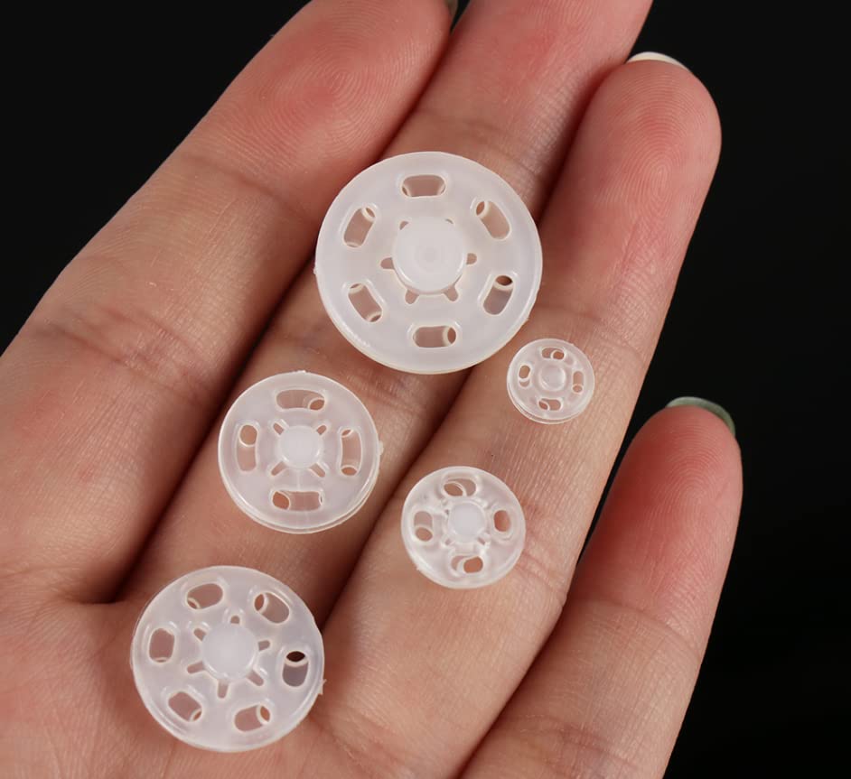 1 Box/15 Set Invisible Small Plastic Snap Buttons Sew-on Snap Buttons Press Button for Sewing Clothing (Transparent, 13mm) - color: Transparent, size: 13mm