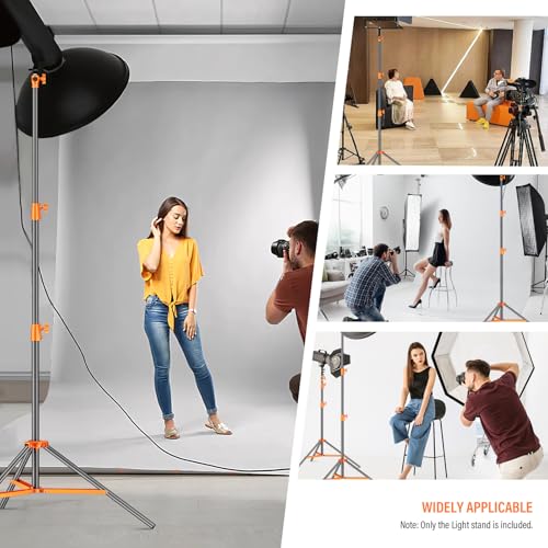 Heavy Duty Light Stand 9.1ft/280cm All Metal Tripod Stand Max Loading:10KG Air Pressure Buffer Photography Light Stand with 1/4” to 3/8” Screw Adapter for Strobe,Ring Light, Monolight, Softbox - color: Orange