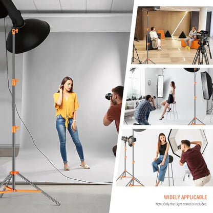 Heavy Duty Light Stand 9.1ft/280cm All Metal Tripod Stand Max Loading:10KG Air Pressure Buffer Photography Light Stand with 1/4” to 3/8” Screw Adapter for Strobe,Ring Light, Monolight, Softbox - color: Orange