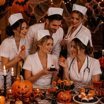 Garneck 5pcs Nurse Cap Costume Accessories: Adjustable Women Nursing Hats for Costume Daily Use Halloween Role Play Hospital Outfit Party Accessories