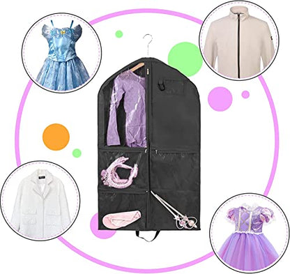 Qchengsan Waterproof Hanging Garment Bag,2 Pack 40 inch Bags for Clothes,Garment Travel Storage,Dance Clothes Bag,Kids Bag Dance Costumes,Sports,Skating,Theatre,Beauty Pageants 2 / Black - color: 2 Pack / Black