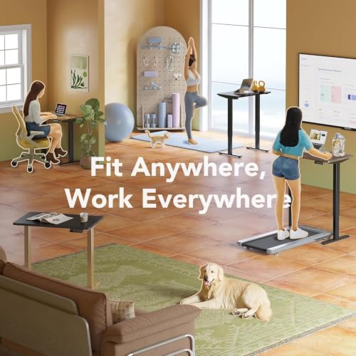 HUANUO 32" Small Electric Standing Desk Adjustable Height, 4 Memory Height Settings, Sit Stand Up Desk for Home Office & Computer Workstation, Black and Gold Frame | 176 Lbs Capacity, Rounded Corners, Wheel-Ready Feet, Compact Desktop, Apartment Workspace