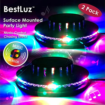 BestLuz Sound Activated Party Lights x 2 Pack, USB Powered DJ Disco Lights for Parties, Birthday Party Decorations, Halloween Party Supplies, RGB Lights Sync with Music, Wall Mount Installation