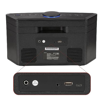 Aiwa Exos 5 Wireless Speaker - Unleash Powerful Sound and Versatile Connectivity On-The-Go Experience Bluetooth Freedom, FM Radio, Clock, 20W RMS, LCD Display, and Alarm Clock Functionality - size: Exos-5