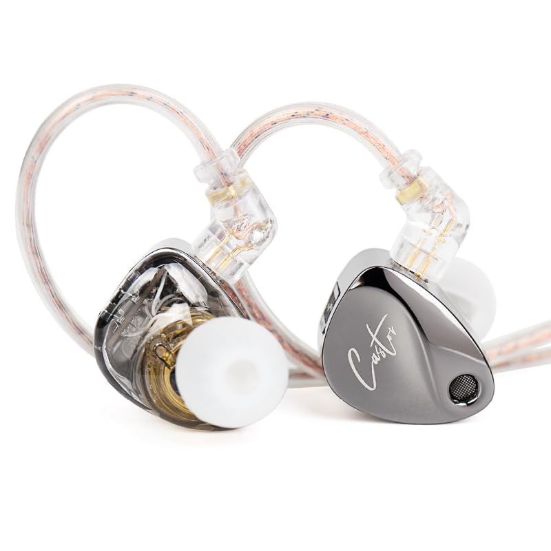 KZ Castor in Ear Monitor Headphones IEM in Ear Earphones, 2DD Tuning Adjustable Dual-Driver Supper Bass Wired Headphones, Harman Target with Improved Bass Version for Musicians/Gamers/Singers - color: Dark, style: without Mic
