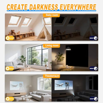 Blackout Curtains for Window Cover, Portable Blackout Curtains Shades for Bedroom, Room Darkening Shades, Black Out Window Cover Film No Drill DIY Cuttable, for Skylight Shade, Media Room, 79x57 Inch - size: 57"W x 79"H