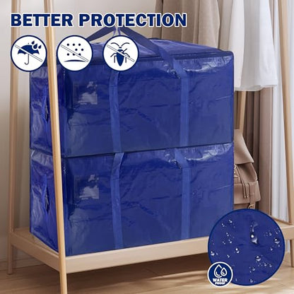 8 Pack Extra Heavy Duty Large Moving Bags with Strong Zipper & Carrying Handles, Sturdy Clothes Storage Bags Totes Bins, Packing Bag Move Boxes College Moving Supplies, Dark Blue - 24 gal - size: 24 gal-Dark Blue