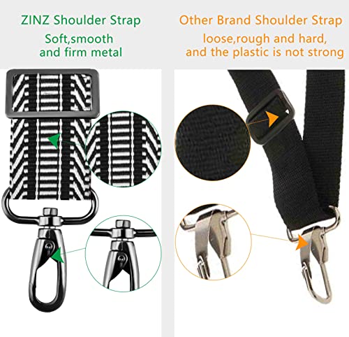 ZINZ Shoulder Strap 58" Ultra-Thick Fixed Padded and Adjustable Buckles Crossbody Strap for Briefcase Laptop Bag Luggage - color: Black White Jacquard
