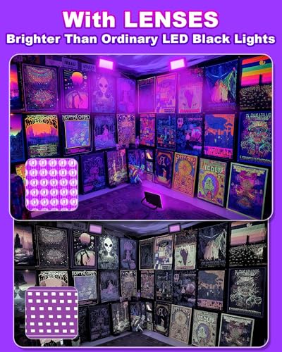 2 Pack 100W LED Black Light for Halloween, Waterproof Blacklight Glow Party | Neon Party, Birthday, IP66, Outdoor, Body Paint, Fluorescent Poster Tapestry, Bedroom, Classroom, 6ft Cord & Plug & Switch - style: 100W-2Pack
