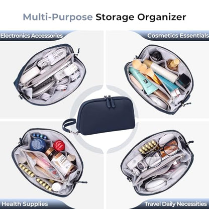FYY Travel Cable Organizer - 8 Compartments, Lightweight, Water Repellent - color: Navy, size: (L) 9.6"× 5.5"× 3.7"