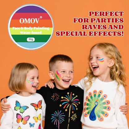 6 Colors Face Paint (1oz) Non-Toxic, Water Based, Rainbow Face Painting Kit for LGBTQ Pride Day Parades,Celebrations Party, Hypoallergenic Face Paint for Kids Adults Christmas Halloween Cosplay - color: Rainbow cake-30g