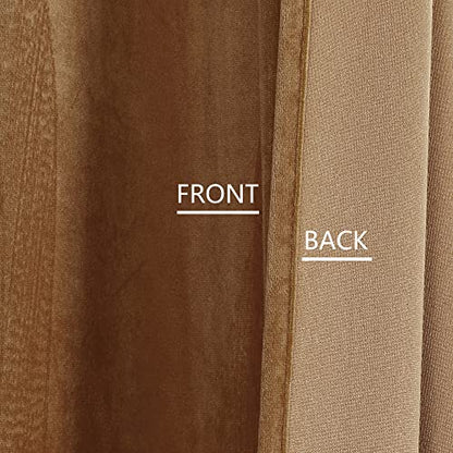 Benedeco Camel Velvet Blackout Curtains 52x84, 2 Panels | Elegant Room Darkening Thermal Insulated Noise Reducing Velvet Drapes with Back Tab and Rod Pocket for Living Room, Bedroom - color: Camel, size: 52"W x 90"L (Pack of 2)