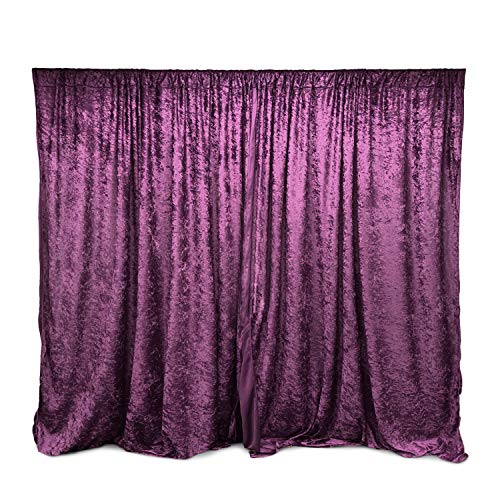 AK TRADING CO. 10 feet x 10 feet Lush Velvet Backdrop Drapes Curtains Panels with Rod Pockets - Wedding Ceremony Party Home Window Decorations - Plum - color: Plum