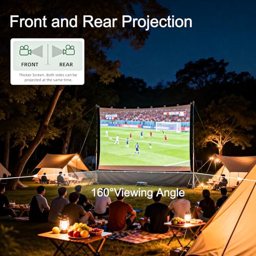 Projector Screen 180 inch,Portable Large Movie Projector Screen 16:9 HD Indoor Outdoor Double Sided Rear Projection Screen Video for Home, Party, Office, Classroom - size: 180 inch