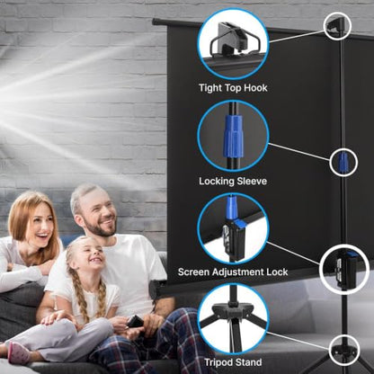 Pyle 60 Inch Portable Projector Screen with Tripod Stand – Fold Out Roll Up, HD Premium 16:9 Aspect Ratio, Matte Viewing Surface for Indoor and Outdoor Use, Perfect for Home, Office and Presentations - size: 60 inch