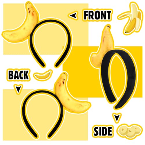 Knitgrip 2 Pcs Funny Headbands Pickle Hot Dog Strawberry Banana Chili Pepper Taco Style Funny Costume Accessories(Banana) - style: Banana