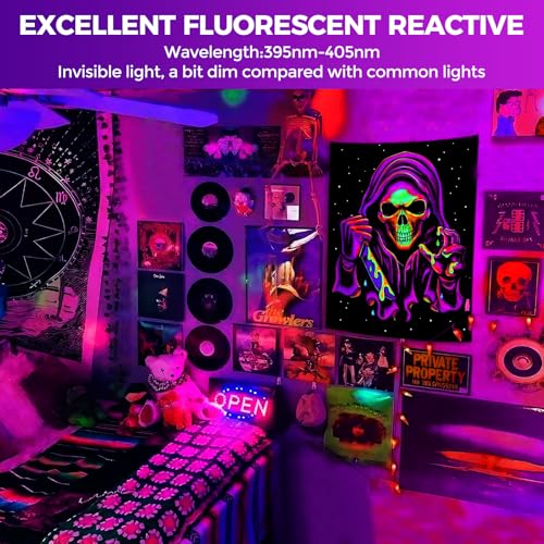 30W Black Lights for Glow Party - High Power LED Outdoor Black Light Flood Light Plug in IP66 Waterproof Blacklight Spotlight 395nm Blacklights FloodLight for Glow Party, Halloween (2 Pack)