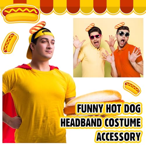 Knitgrip 2 Pcs Funny Headbands Pickle Hot Dog Strawberry Banana Chili Pepper Taco Style Funny Costume Accessories(Hot Dog) - style: Hot Dog