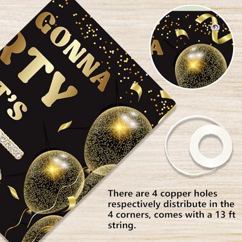 We’re Gonna Party Like It’s 1985 Birthday Banner Backdrop, Cheer to 41 Years Birthday Banner, 40th Birthday Party Supplies for Men Women Photography Decorations Black and Gold Glitter Favors - size: 1985