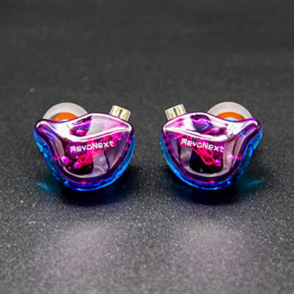RevoNext in Ear Monitor Headphones HiFi Stereo Wired Earbuds with Microphone 2 Pin Detachable Cable IEM Earphones for Musicians Drummers Singers, Purple - color: Purple