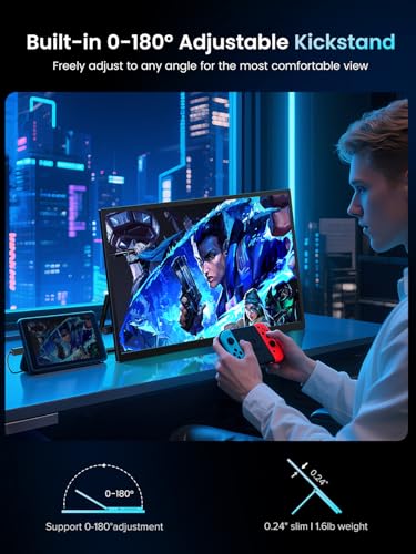 UPERFECT Portable Monitor 18.5-inch 120HZ Touchscreen 100% sRGB w/VESA & Stand 180° Adjustable Ultra-Slim & Lightweight Frameless FHD FreeSync IPS HDR Gaming Display, Travel Second Monitor for Laptop | 100% sRGB Ultra Slim Lightweight Frameless FHD FreeSy