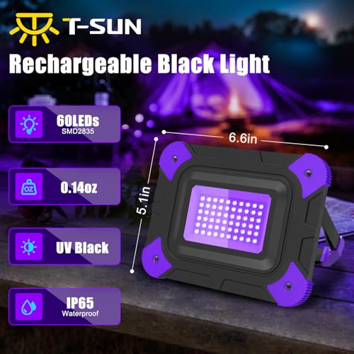 T-SUN LED Black Lights/Black Lights Bar, 2 Pack Blacklight for Party, Body Paint, Stage Lighting, Aquarium, Fluorescent Poster, Glow in The Dark