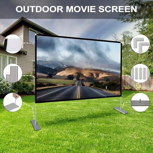 SKERELL Outdoor Projector Screen with Stand : Portable Projection Screen for Outside Theater Home Backyard Movies 80 inch [SKLI-080] - size: 80 inch