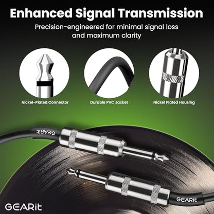 GEARit Professional Speaker Cable (15ft) 12AWG Pure Copper 1/4 inch to 1/4 inch TS Straight Male to Male for Amplifier, Speaker Cabinet, PA and DJ Audio - size: 15 Feet