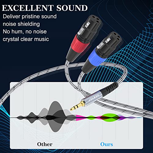 JOLGOO Dual XLR Female to 3.5 mm TRS Stereo Microphone Cable, 2 XLR Female to 1/8 inch TRS Stereo Y Splitter Patch Cable, 6.6 Feet - size: 6.6 Feet, style: Dual XLR Female to 3.5 mm