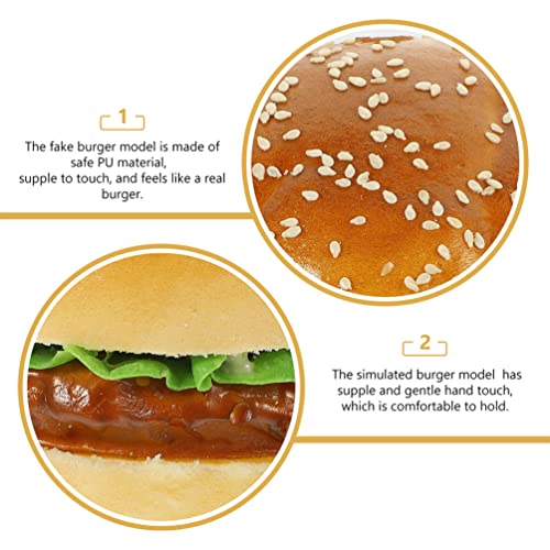 Sewroro 2 Pcs Fake Burgers Pu Artificial Burger Props 3.74 X 3.74 X 2.95 in Simulation Food for Photography Props Shop Burger Decors Display Food Decor Party and Kids Toy